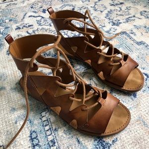 Leather lace up sandals